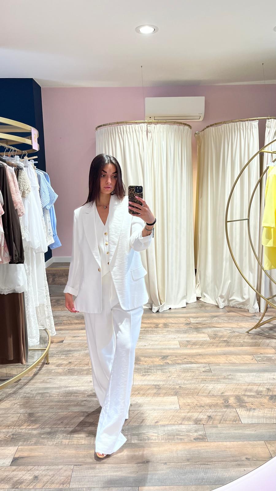 Tailleur lino bianco 3 pezzi