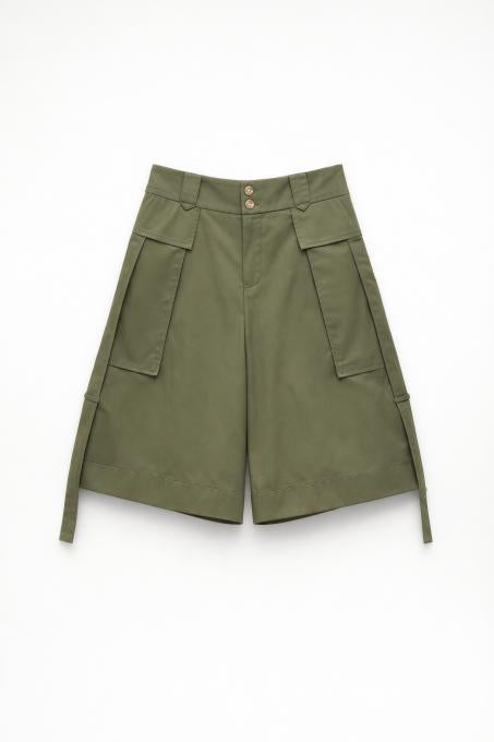 Bermuda Culotte Stile Cargo Verde Oliva