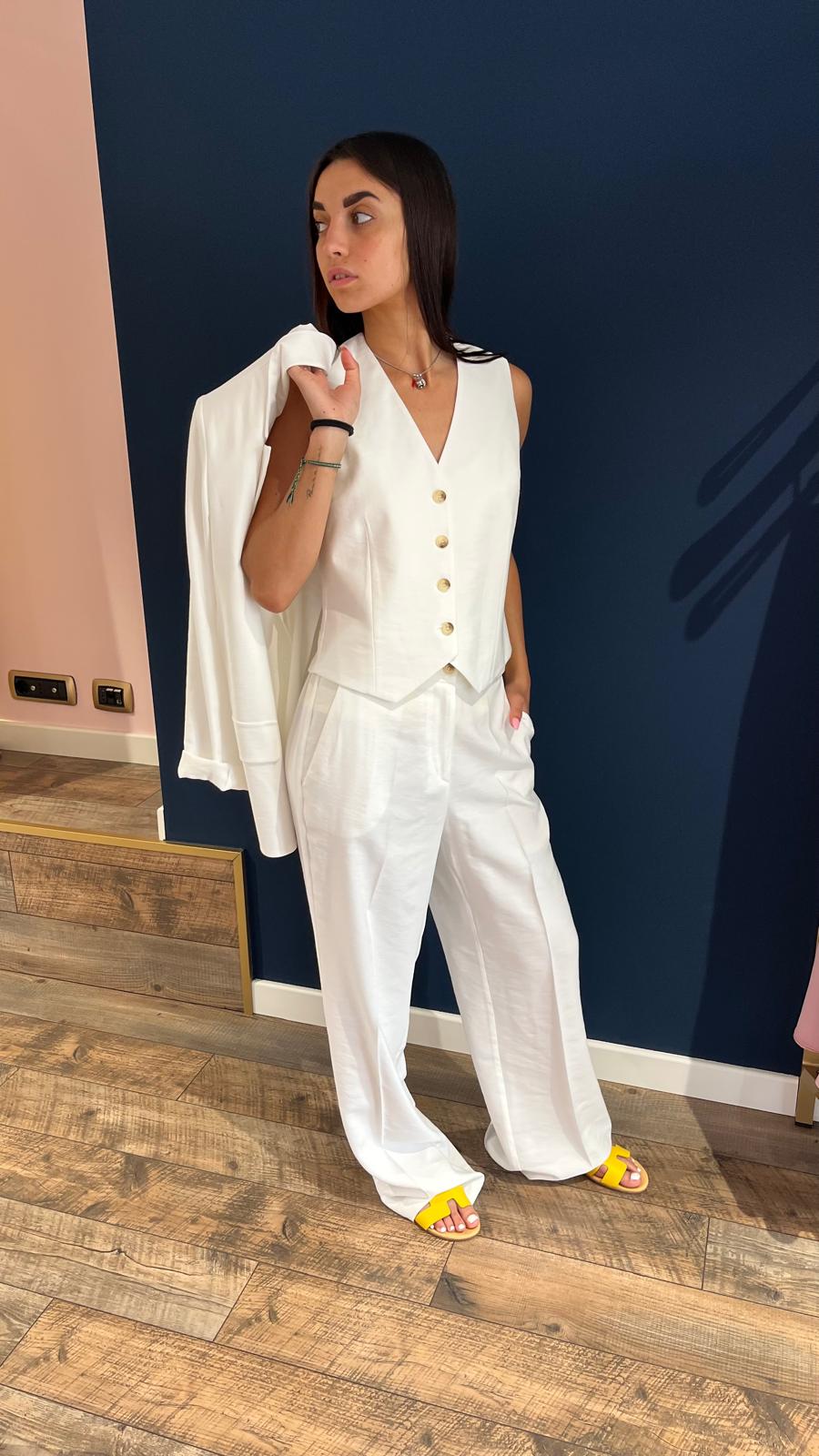 Tailleur lino bianco 3 pezzi