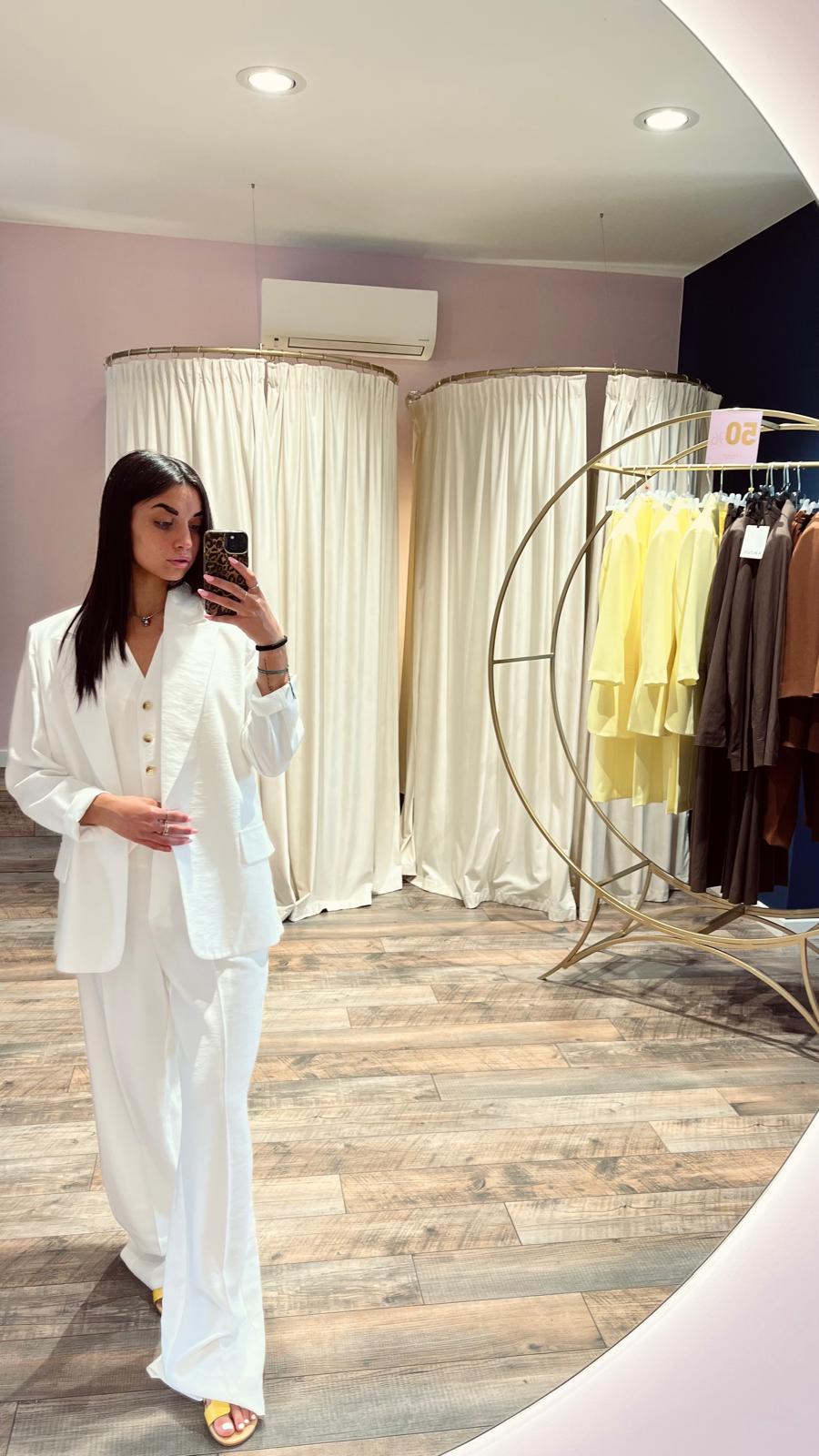 Tailleur lino bianco 3 pezzi