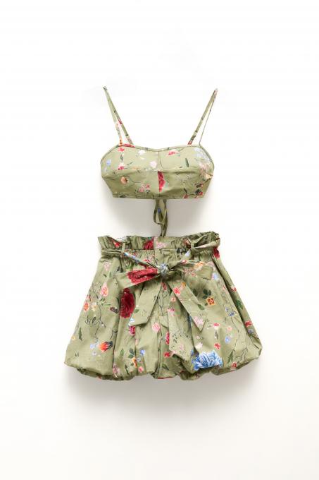 Completo Coordinato Floreale con shorts a Palloncino