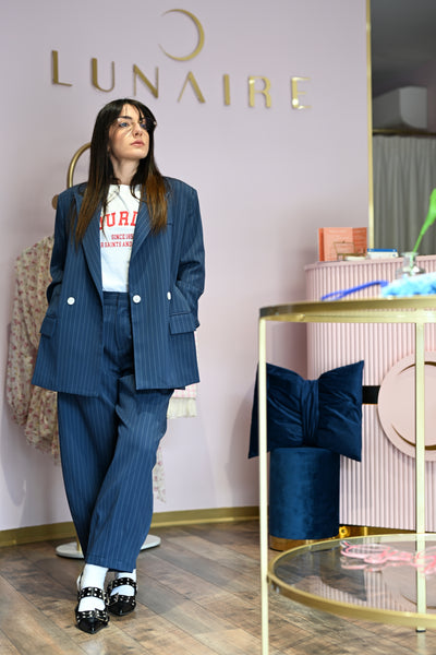 Tailleur gessato Tecla  coordinato giacca & pantalone
