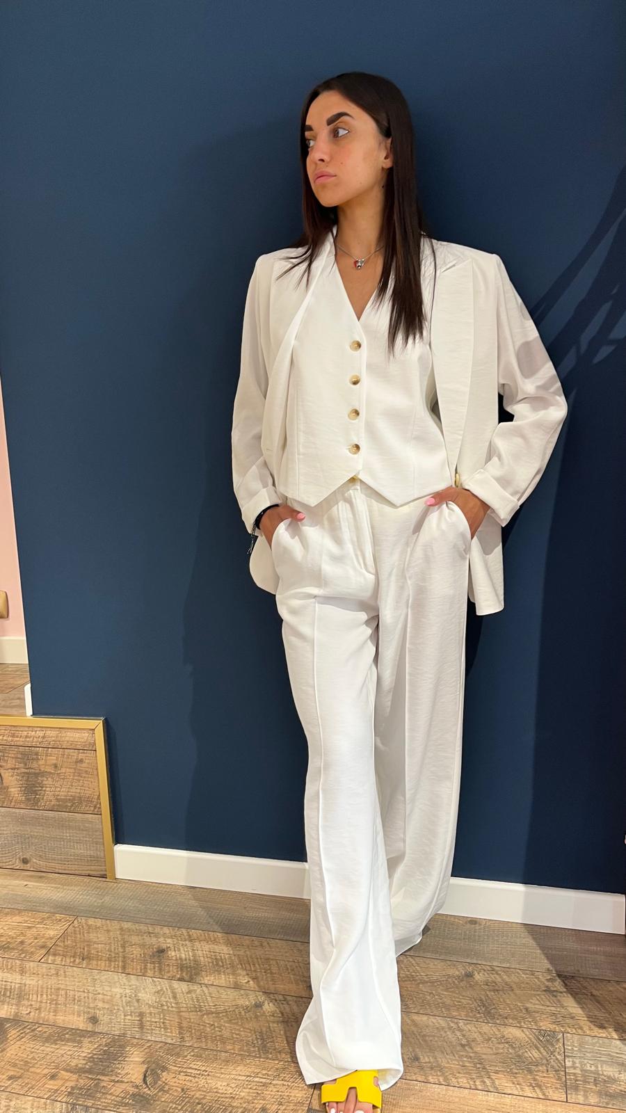 Tailleur lino bianco 3 pezzi