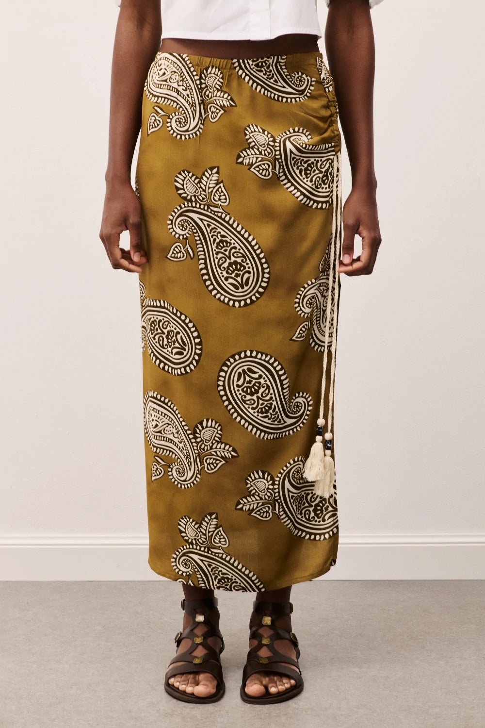 Gonna con arricciatura fantasia etnica