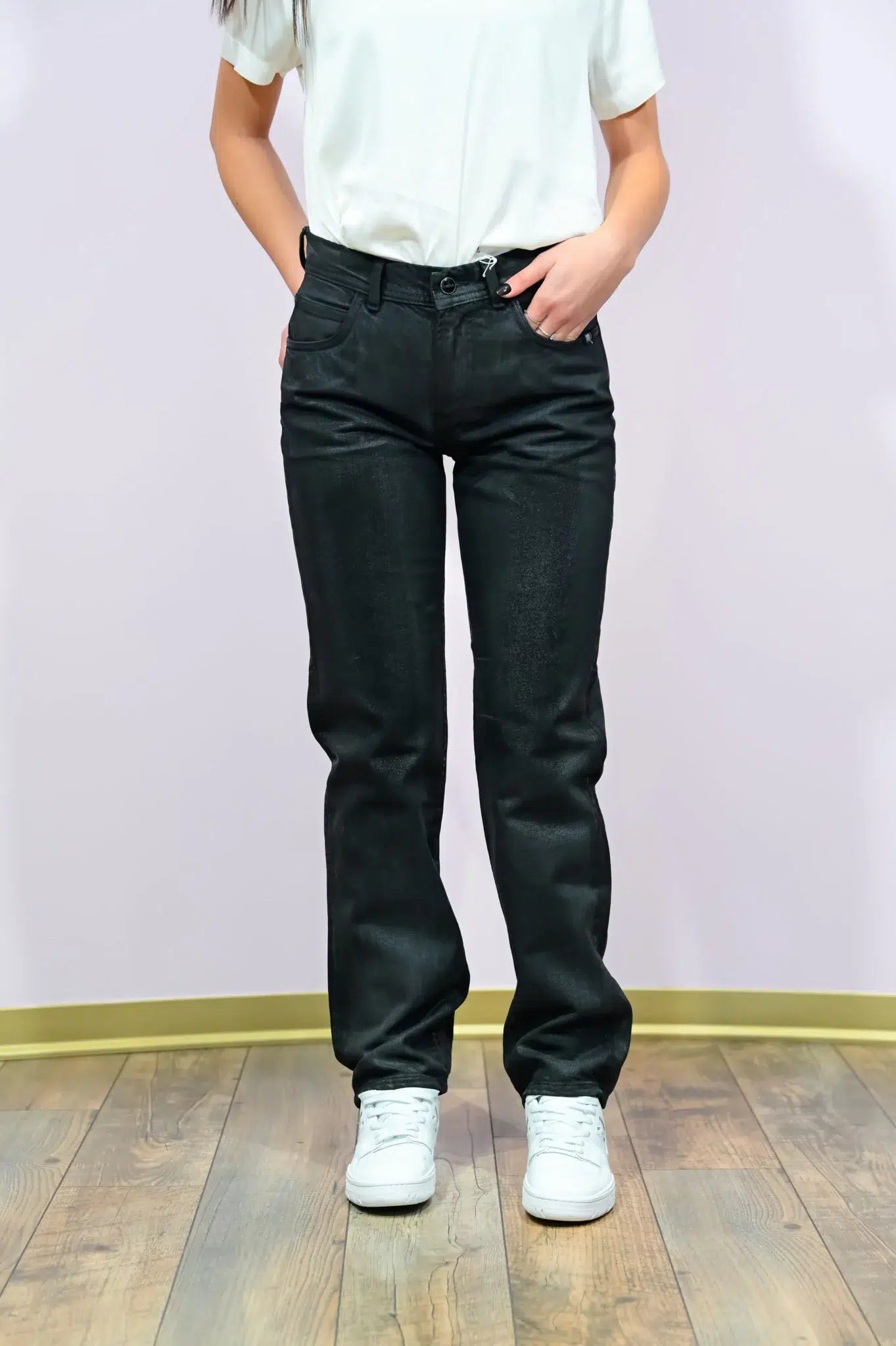 Jeans Tyra Woman Amish - Denim Black Effetto Lucido